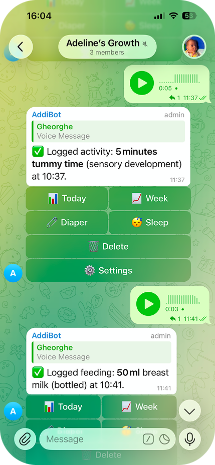 Quick Voice Tracking - Log feedings, sleep, and diapers with simple voice messages