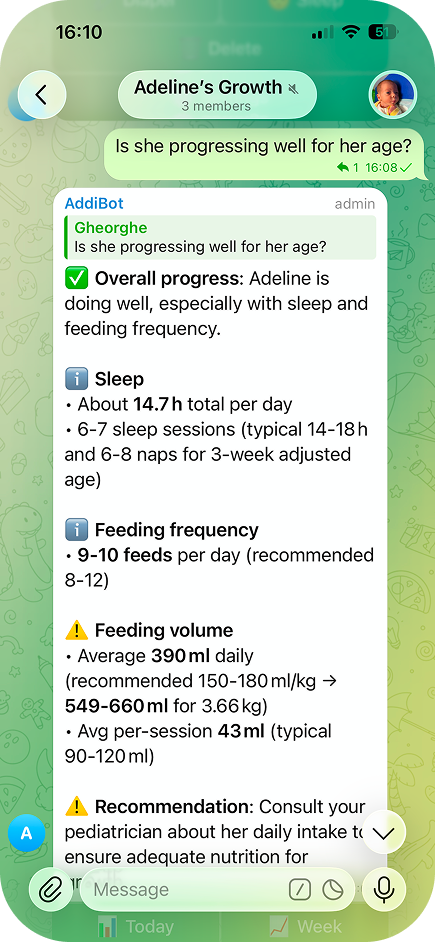 AI Understanding - Automatically parse and organize baby care data from natural language